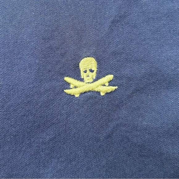 Pottery Barn Kids set of 2 standard shams navy w/embroidered skull/skateboard - Picture 2 of 5